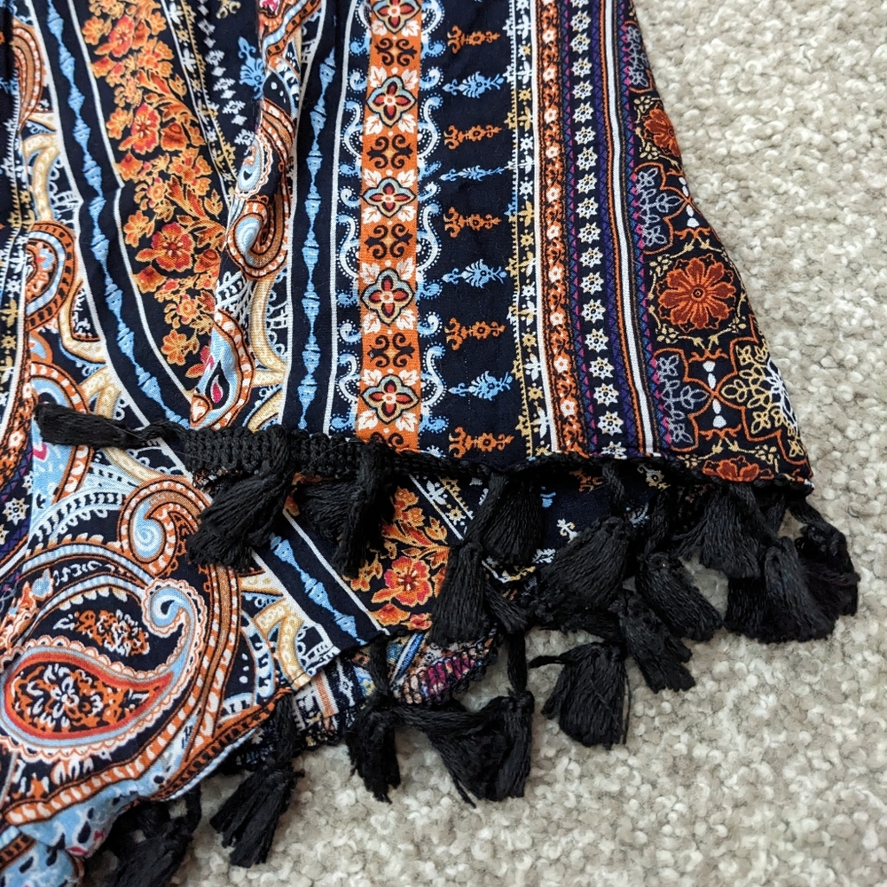Boho tassel romper v neck short sleeve - Picture 4 of 13